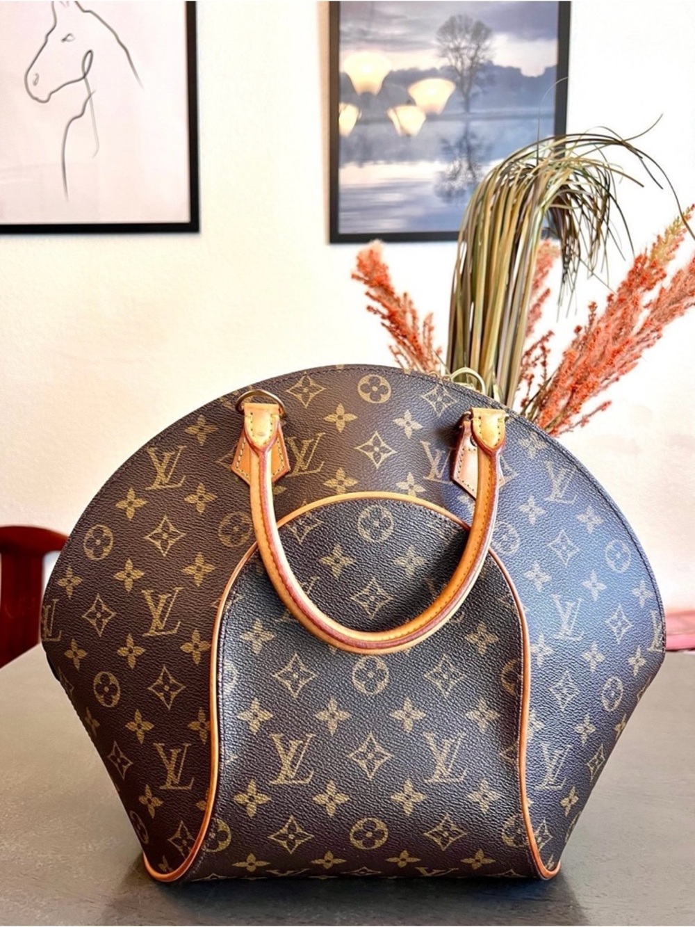 Louis Vuitton Monogram Ellipse MM Satchel in Brown and Tan - Picture 2 of 9